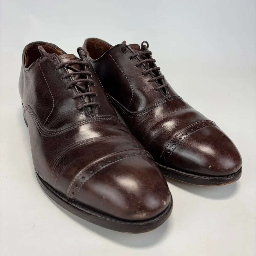 Allen Edmonds Fifth Avenue Oxford Mens 8 Dark Brown Leather Cap‎ Toe Dress Shoes